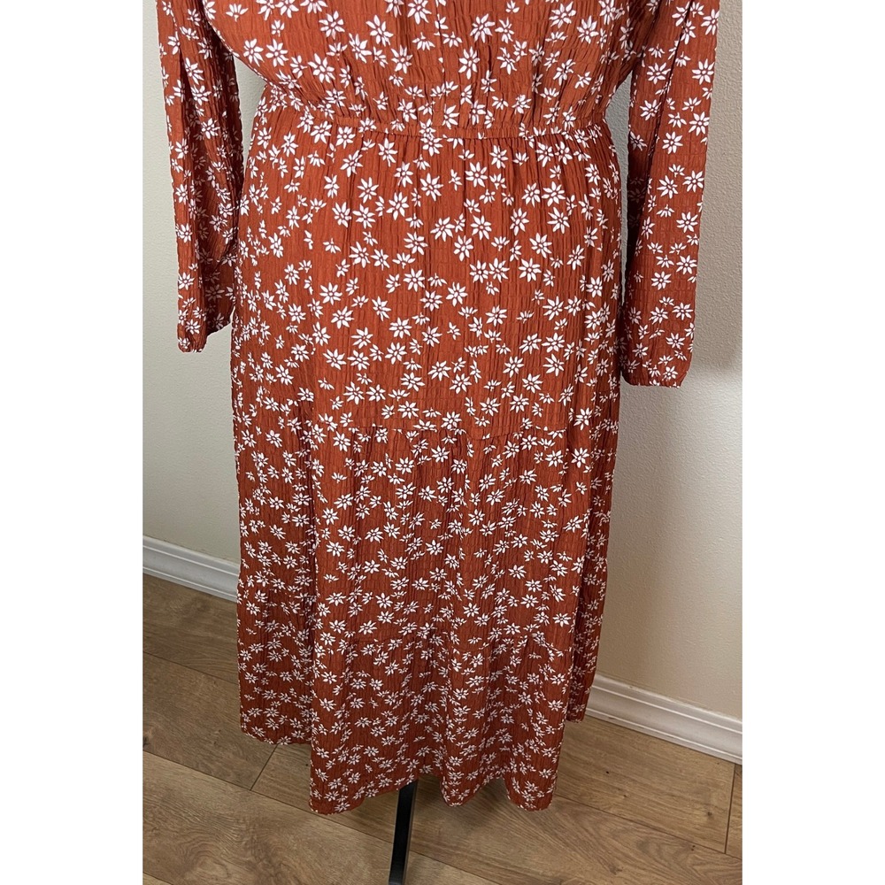 Loft Women's Sz M Burnt Orange‎ Tiered Madi Dress with Keyhole Opening - Picture 6 of 16